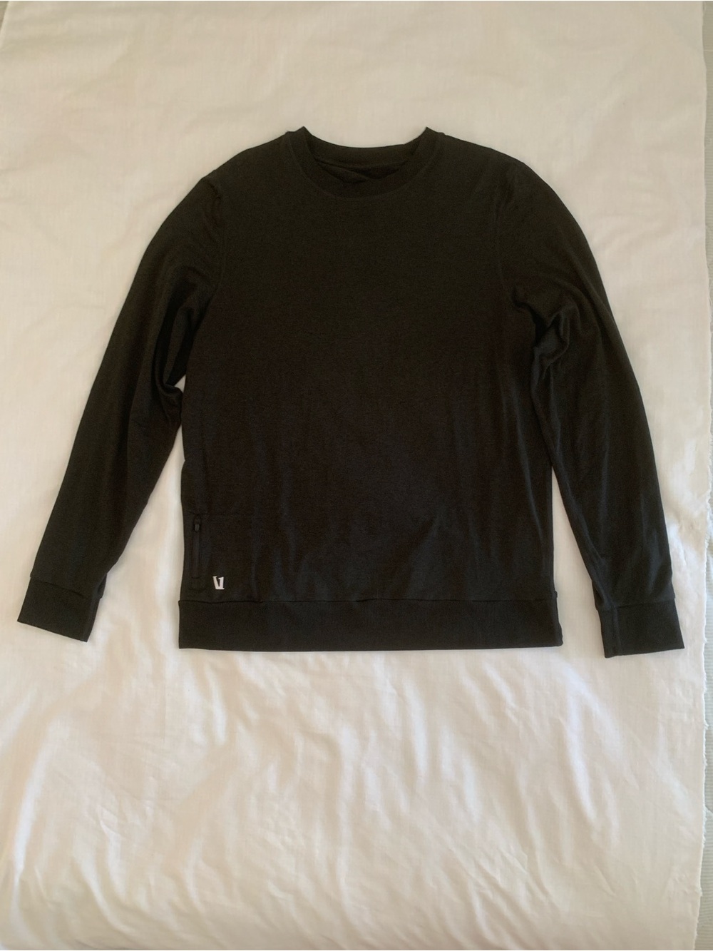 Vuori Men's Ponto Performance Crew Neck Sweatshirt Black Heather Size Large EUC